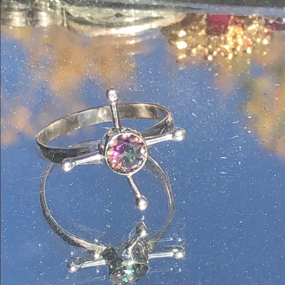 BOUTIQUE RAINBOW TOPAZ 925 STERLING SILVER RING8.5